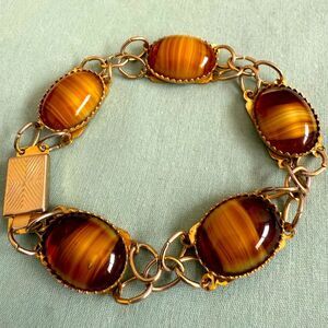 Large Vintage / antique glass tigers eye bracelet
7.25”